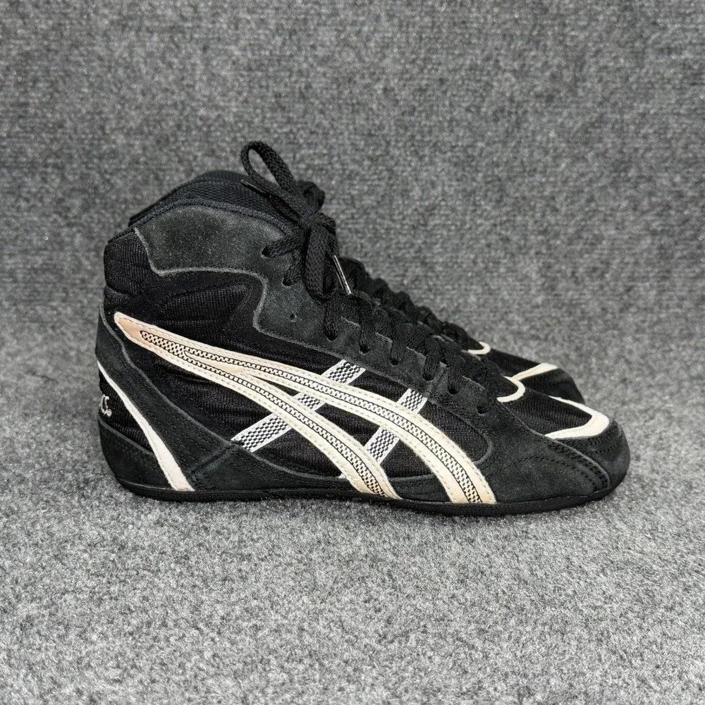 Asics Mosh Wrestling Shoes Boys 6 Black Suede Vintage Folkstyle Greco Boxing MMA